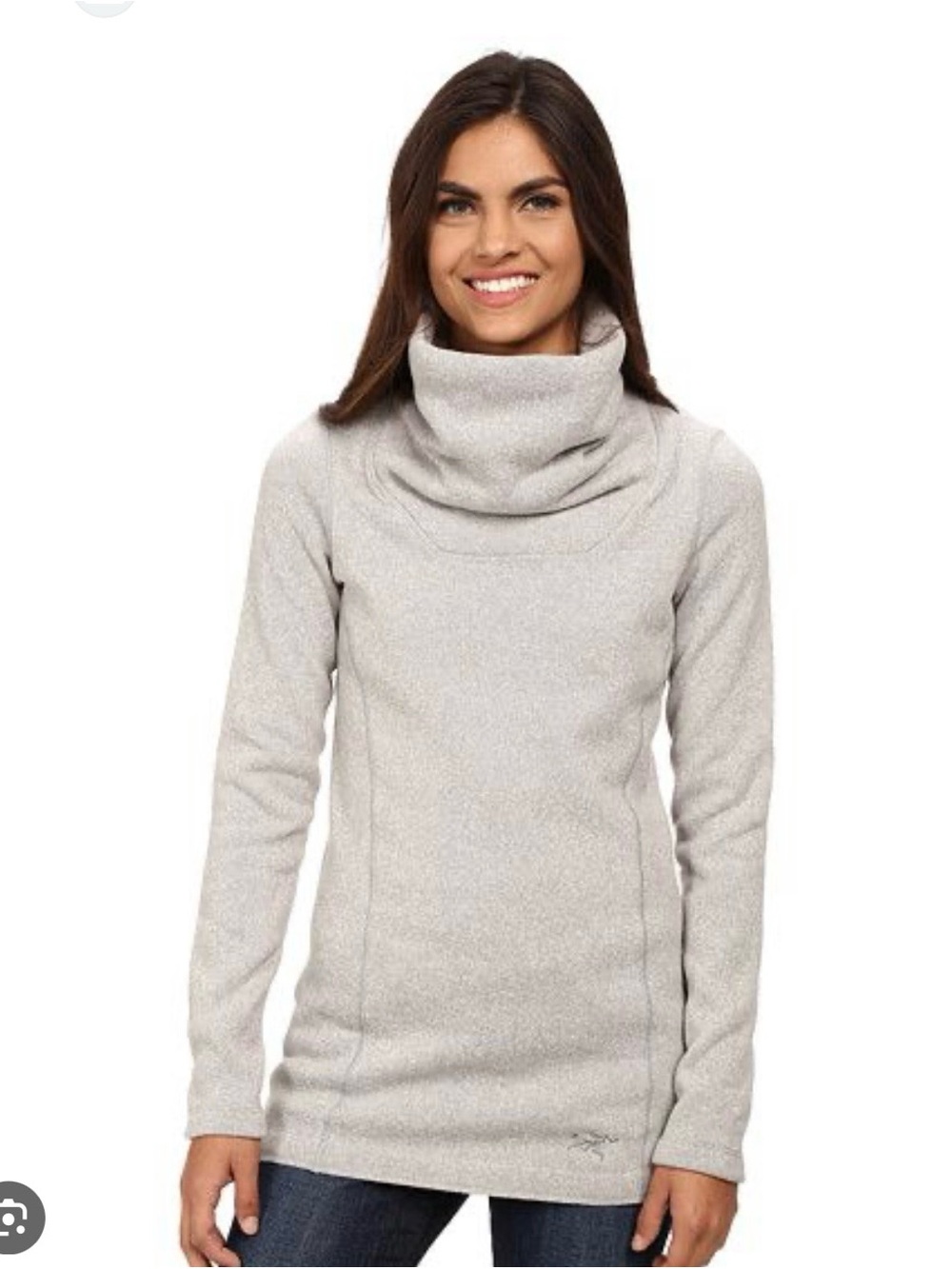 Arcteryx Desira Tunic Sweater Gray Cowl Funnel Neck Fleece Small